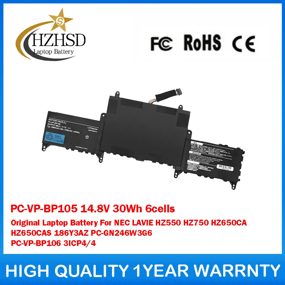 

PC-VP-BP105 14.8V 30Wh 6cells Original Laptop Battery For NEC LAVIE HZ550 HZ750 HZ650CA HZ650CAS 186Y3AZ PC-GN246W3G6 3ICP4/4