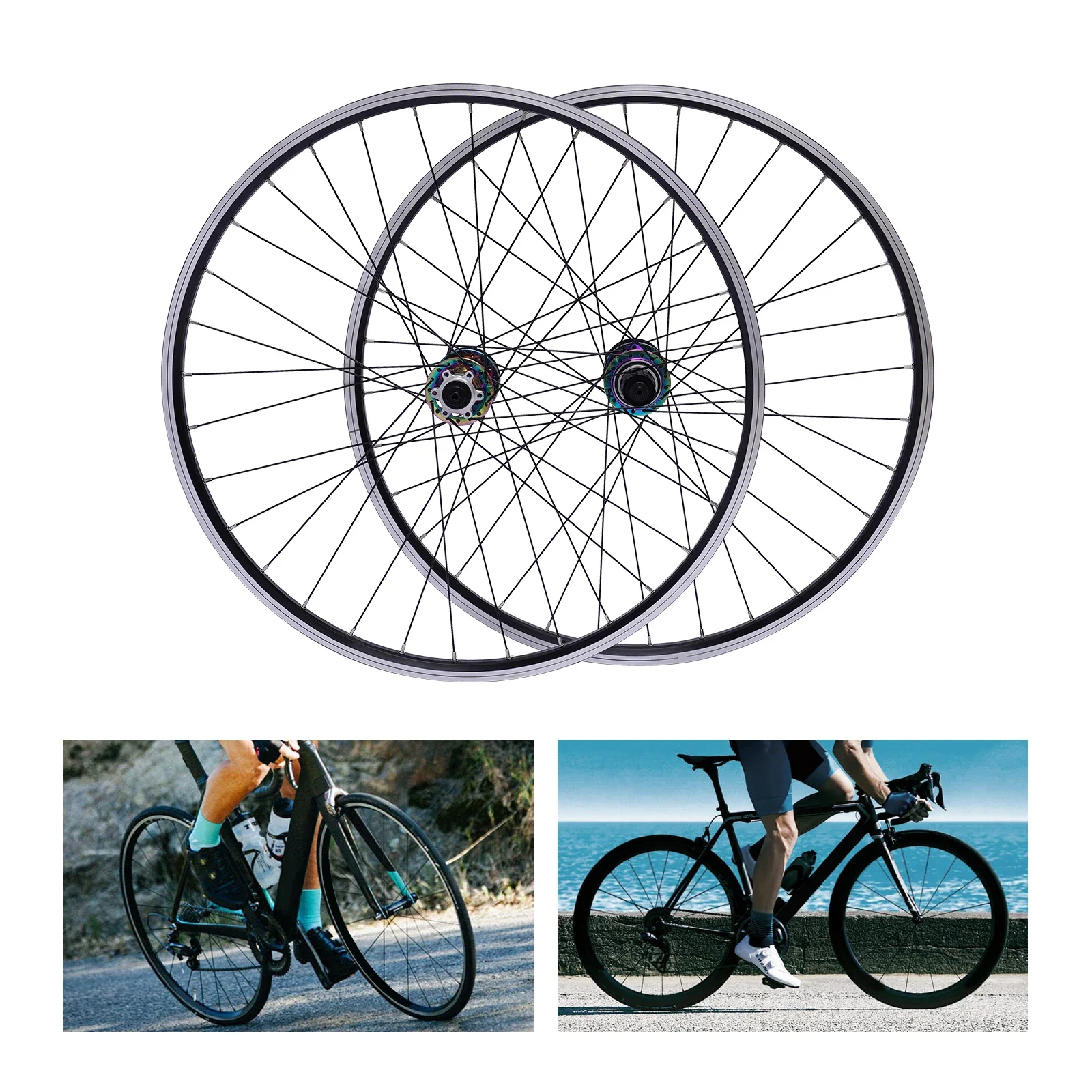 مجموعة عجلات الدراجة الجبلية 27.5 بوصة، فرامل قرصية بحافة من سبائك الألومنيوم عجلات MTB تناسب كاسيت 7-11 سرعات، عجلات أمامية وخلفية سريعة الإصدار