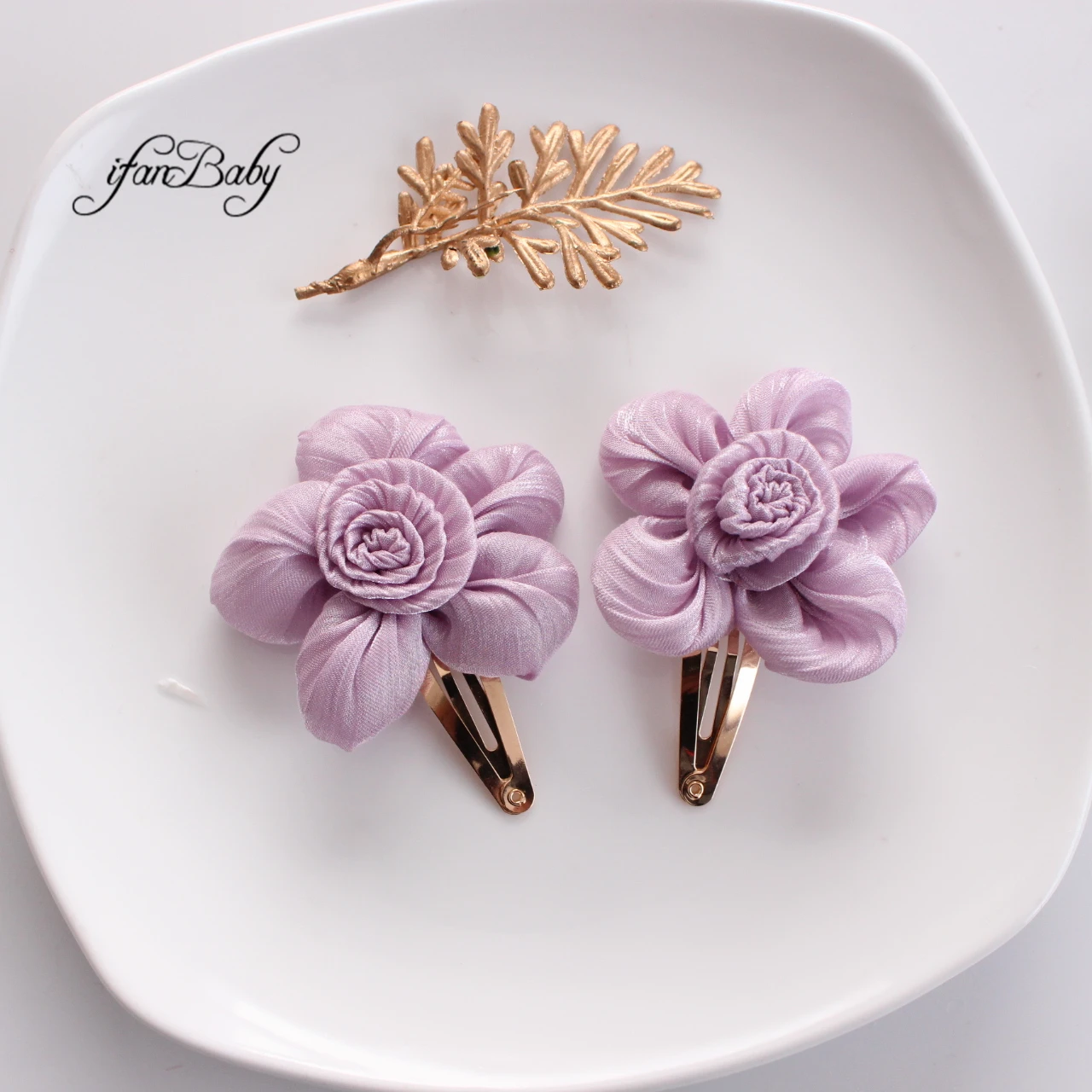 Fashion Flower Clips BB Floral Pin Headwear Baby Kids Girl Hair Accessories 2 PCS/SET