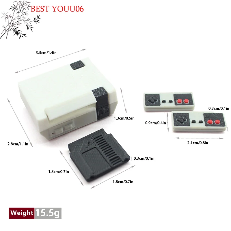 Hot Dollhouse Host+Game Card+2 Controllers Mini Toys Model Gamepad Simulation Wireless Game Controller Doll House Decor Accessor