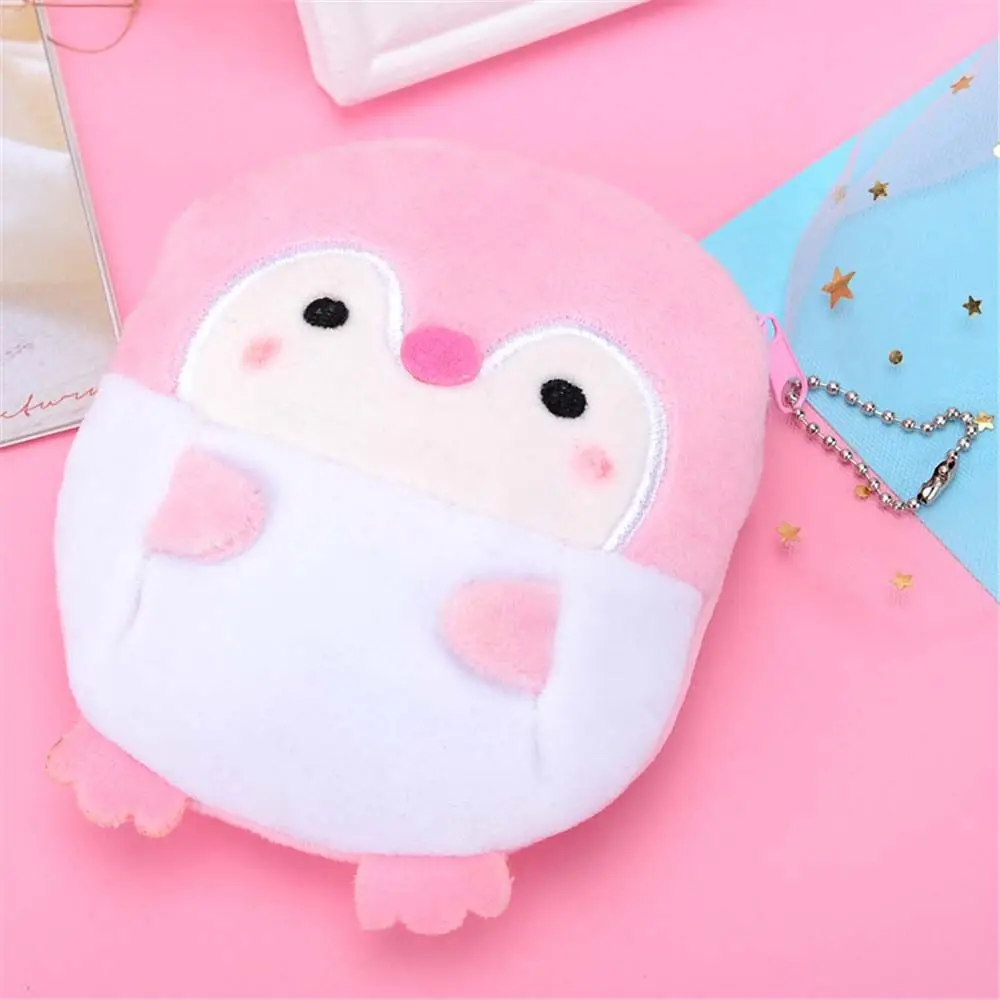 Casual carino peluche bambini con portachiavi borsa con cerniera pinguino portamonete auricolare borsa portamonete Mini portafoglio