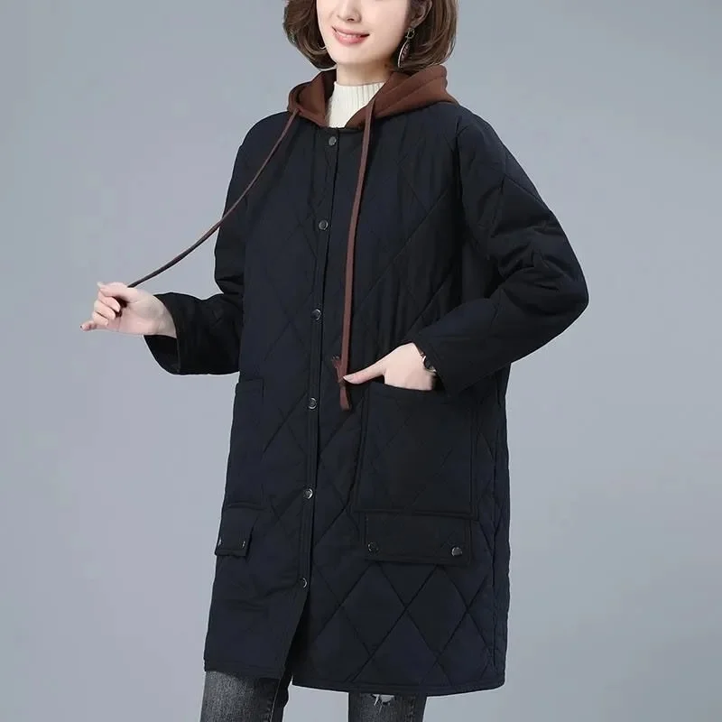 2024 New Winter Women Long Jacket Warm Lady Lightweight Coat Hooded Oversized Thicken Loose Puffer Parkas Wadded Down Jackets