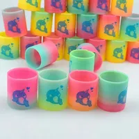 12/24pcs Rainbow Magic Springs Circle Toys Gradient Color Fingertip Coils Funny Kid Toy Halloween Party Favors Christmas Gift