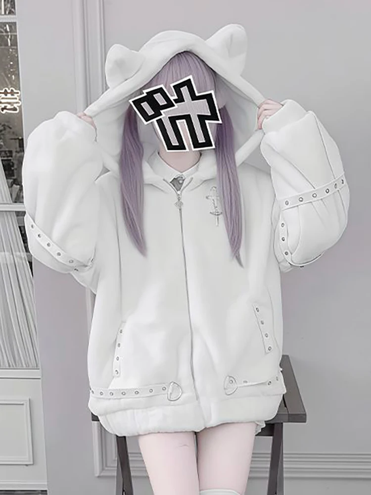 

2026 Новая зимняя женская зимняя куртка Y2k, женские толстовки Y2k, женская одежда с капюшоном, популярная корейская одежда, пальто Harajuku, топы