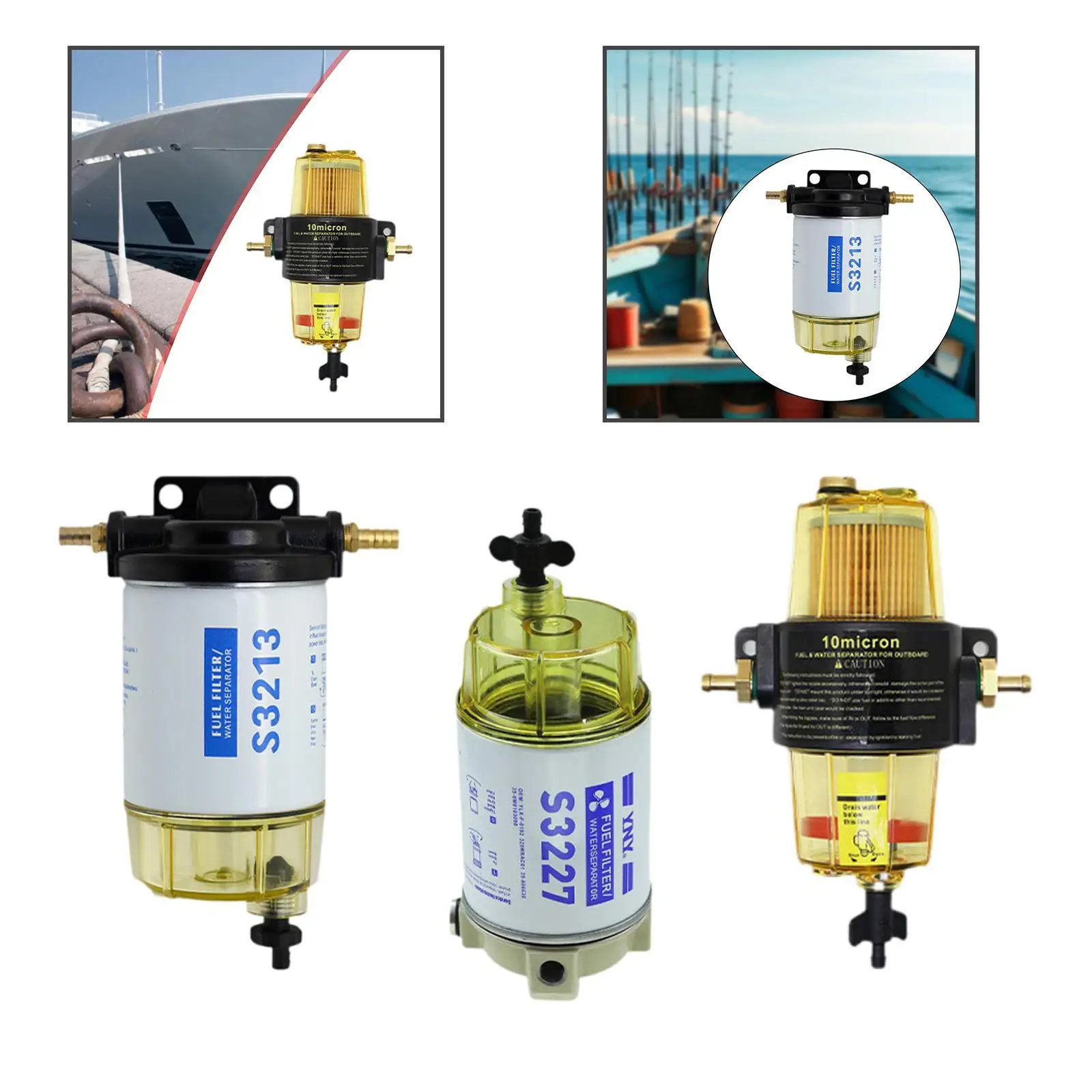 

Marine Grade Boat Oil Water Separator with Metal Fuel Pump Filter for Outboard Engine Protection