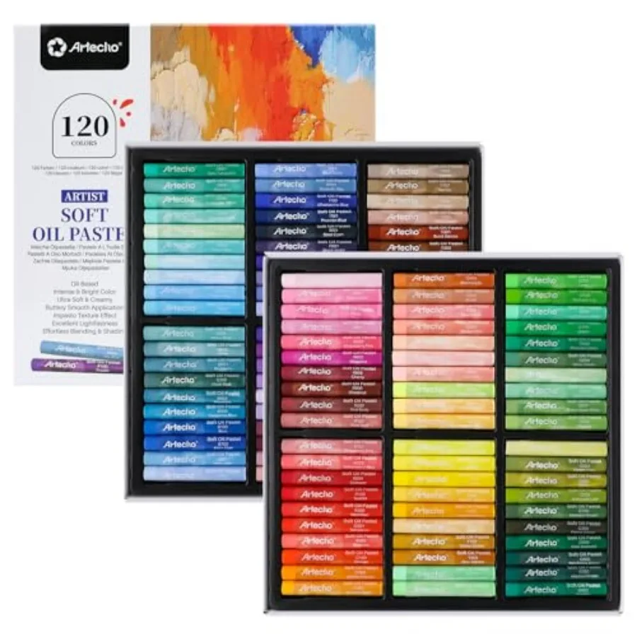 

Soft Oil Pastels Set 120 Count Vibrant Extra-Soft Art Crayons for Artists and Adults Large 10mm Core Pastel Sticks for Sketchin