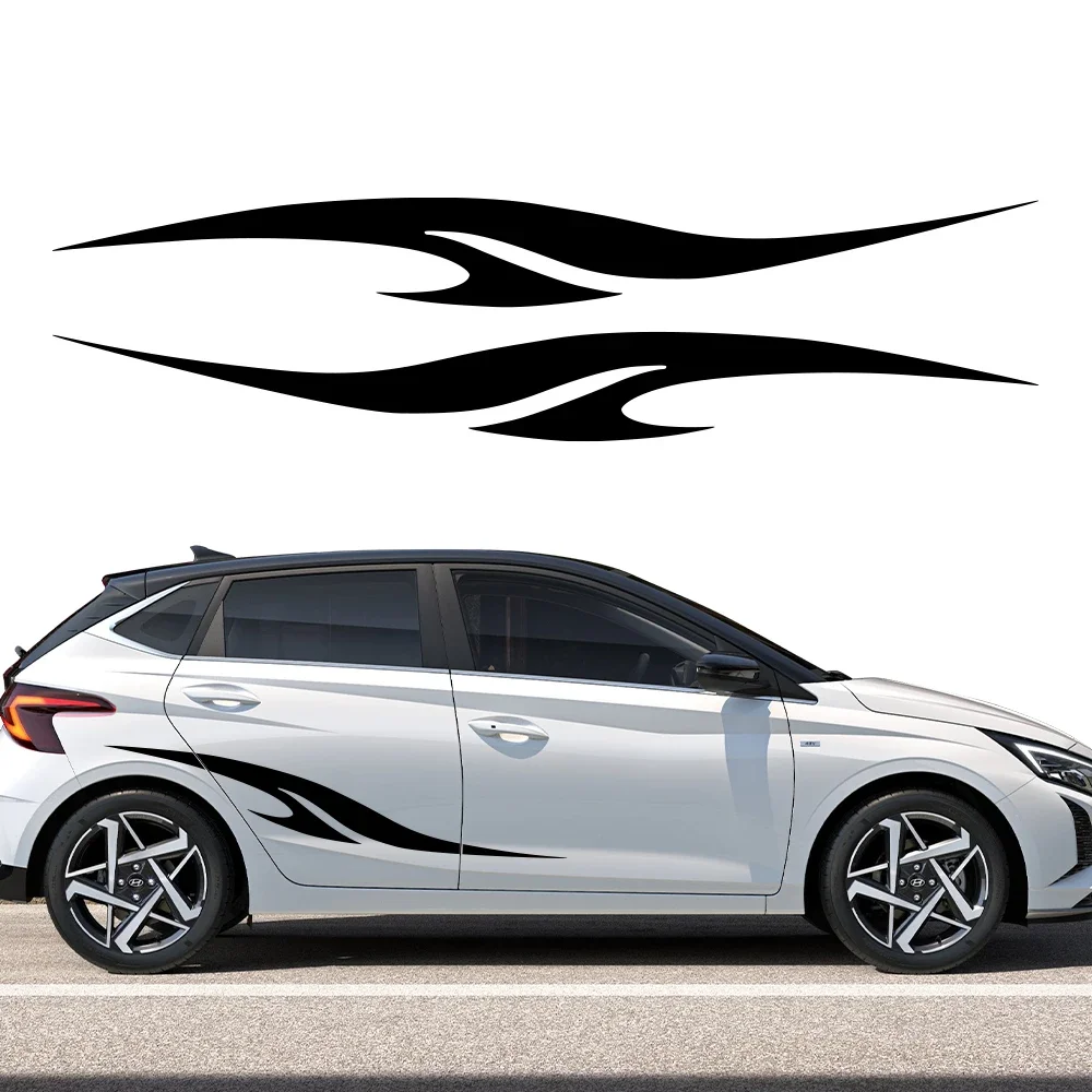 2PCS Car Side Stripes Side Skirts Graphics Vinyl Sticker Decal For Hyundai i20 WRC N Line 2009 2010 2011 2012 2017 018 2022 2024