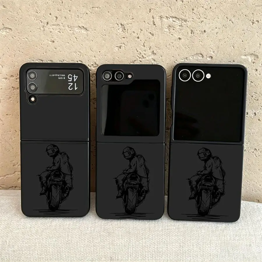 Sports Motorcycle Racer Case for Samsung Galaxy Flip4 Flip6 Flip7 FE Z Flip 7 6 5 4 3 Flip3 Flip5 Back Phone Cover Funda
