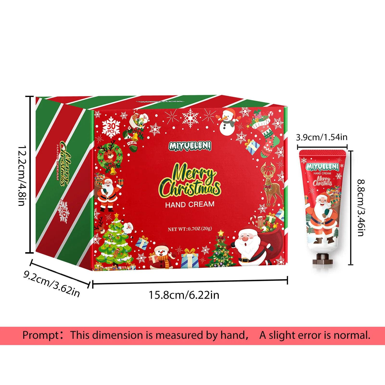 Christmas Themed Hand Cream 20/30pcs Deep Moisturizing and Soft Formula, Long-Lasting Fragrance Gift Preventing Drying Cracking