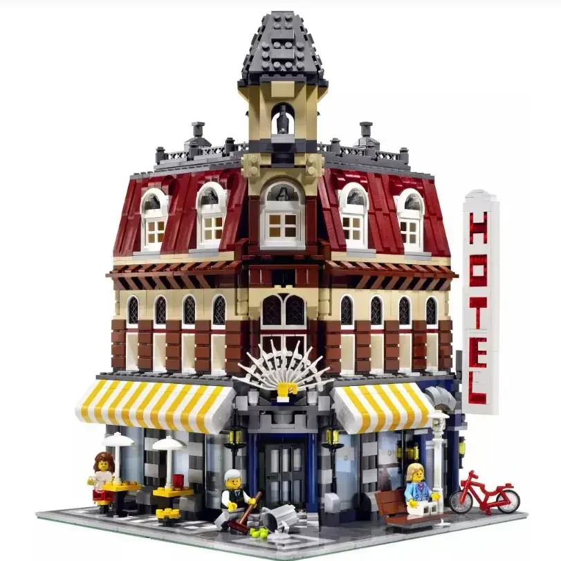 

In Stock Compatible 10182 15002 Cafe Corner House Building Blocks Bricks Model StreetView Kids Education Toy kids Birthday Gifts