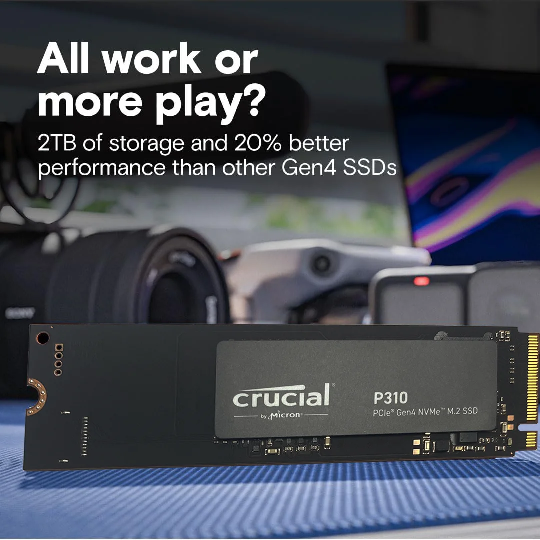 Crucial P310 1TB 2280 PCIe Gen4 3D NAND NVMe M.2 SSD - ما يصل إلى 7,100 ميجابايت/ثانية - محرك الأقراص الصلبة الداخلي (الكمبيوتر الشخصي) - (حزمة OEM) #4
