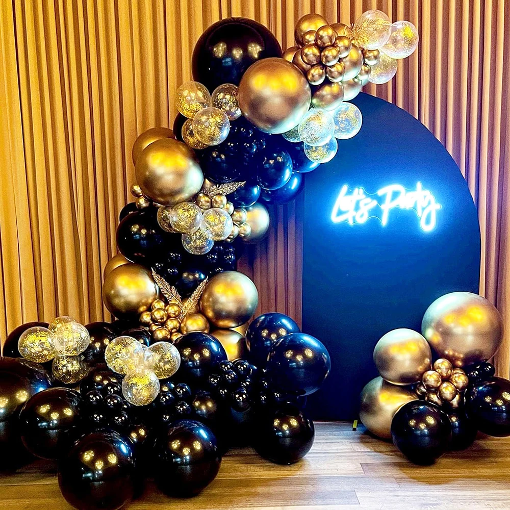 Black Gold Balloons Garland Kit Metallic Gold Balloon Arch Wedding Graduation Decor Baby Shower Birthday Party Decoration Globos