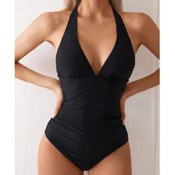 Summer Black Sexy One Piece Swimsuits Closed Women Swimwear Push Up Swimming Wear Body Bathing Suits Beachwear Pool Bather 2025
