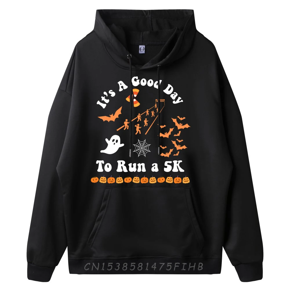 It s a Good Day to Run a 5K Runner Running Halloween Groovy Funny Shirts Men's Oversize Long Sleeve Alphabet