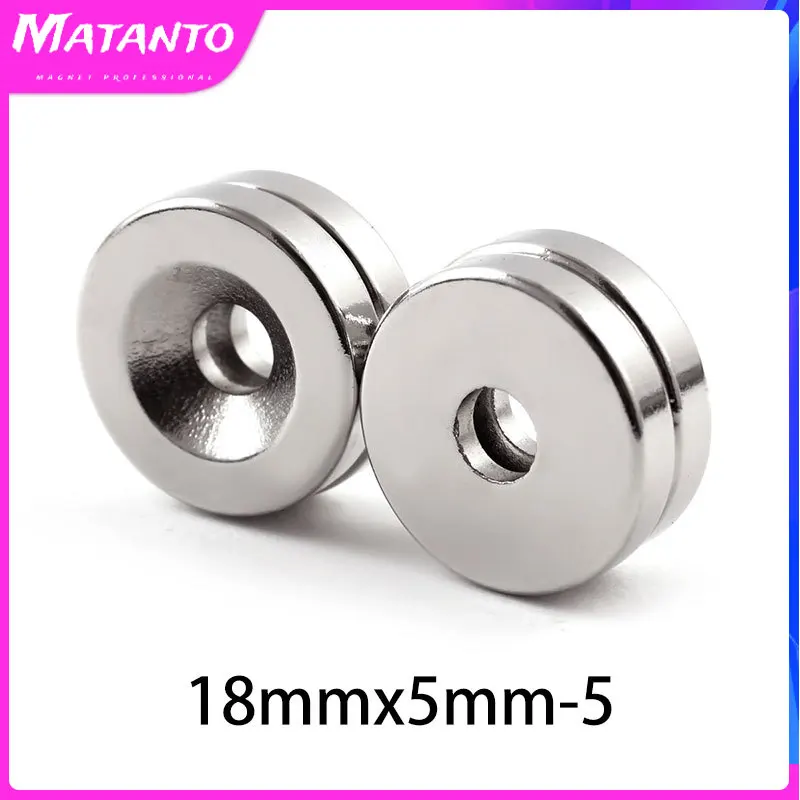 

5/10/15/20/30/50PCS 18x5-5 Disc Rare Earth Neodymium Magnets 18*5 mm Hole 5mm Countersunk Round Search Magnet 18x5-5mm 18*5-5