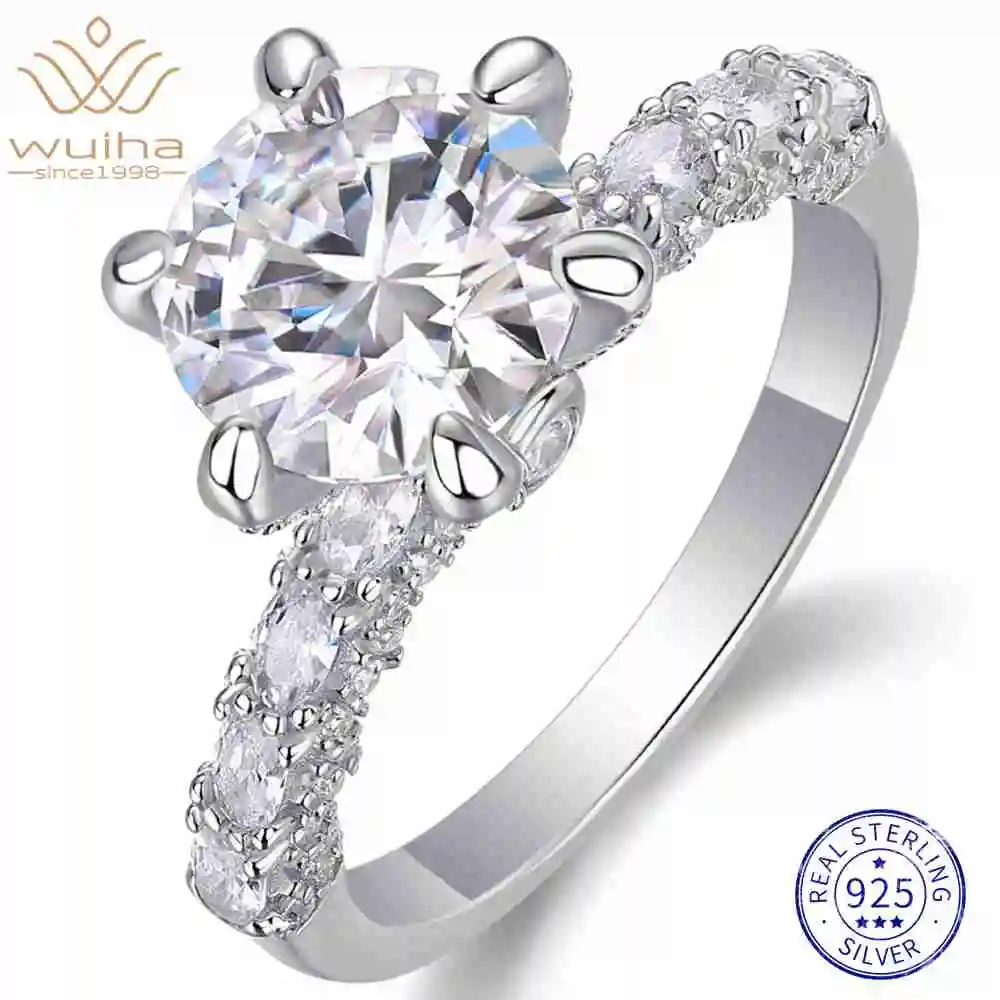 WUIHA 925 Sterling Silver VVS1 D Color GRA 3 CT Real Moissanite Diamonds Wedding Band Engagement Rings Fine Jewelry Wholesale