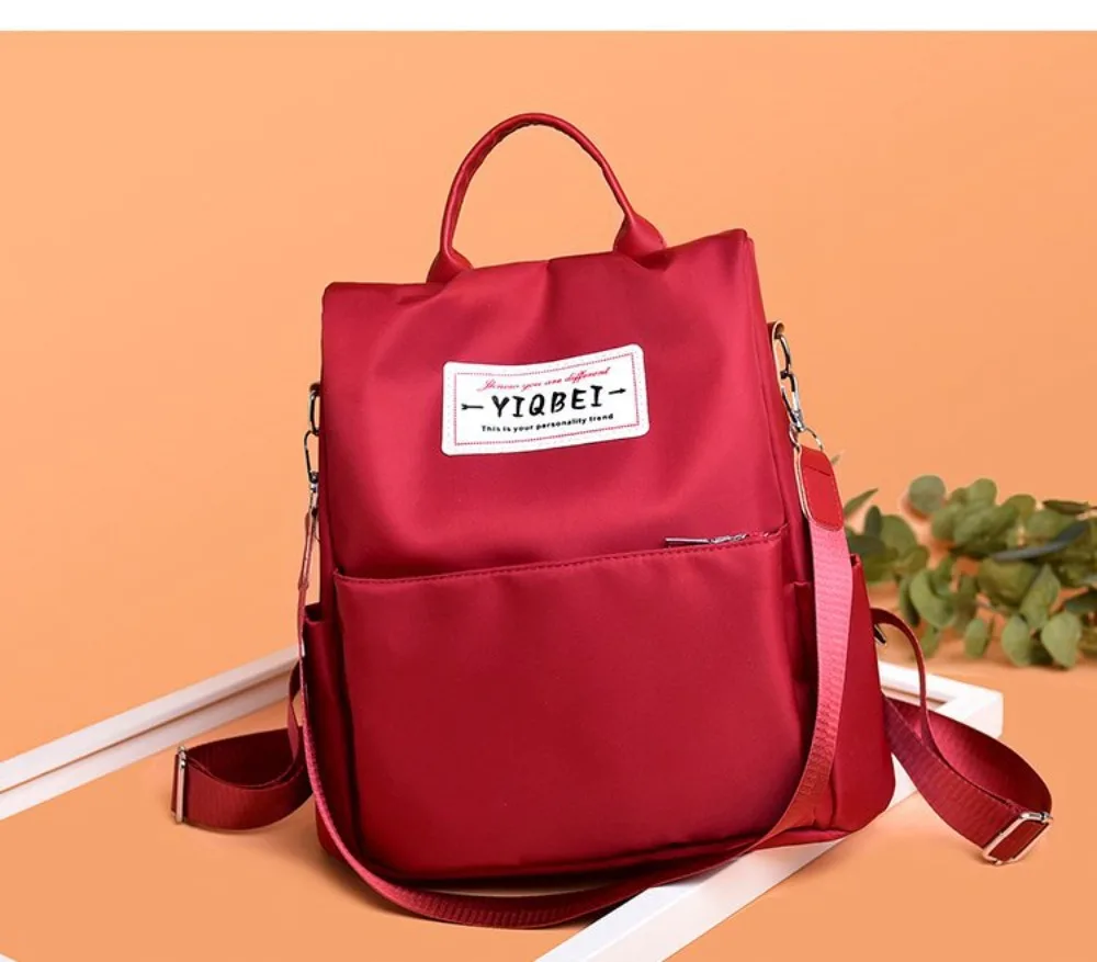 Wasserdichter Oxford-Rucksack mit hoher Kapazität, Diebstahlsicherer, leichter Reise-Tagesrucksack, einfarbig, vielseitige Umhängetasche für Damen – Detail 9