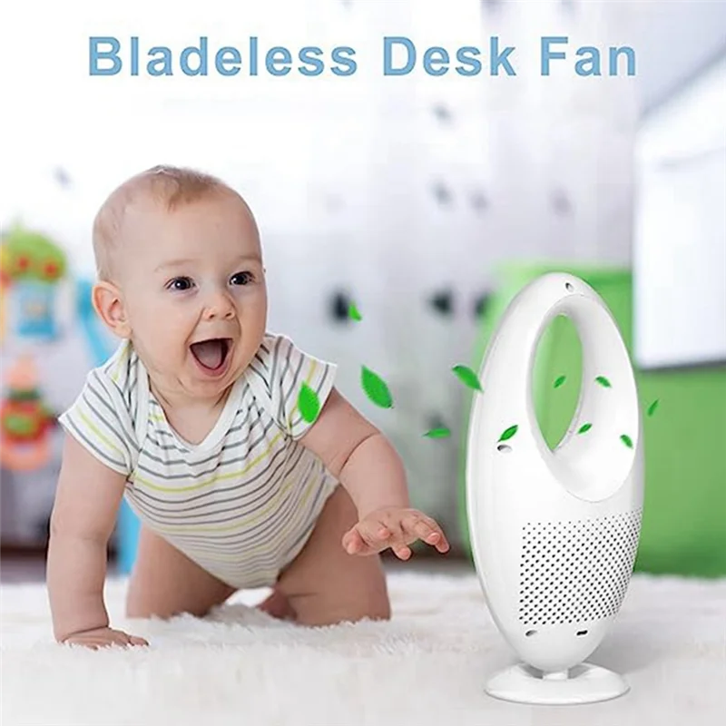 

Desk Fan Desk Fan, Bladeless Fan Small Table Fan with Gradient LED Light, 4000MAh Quiet Portable Personal Fan with Touch Control