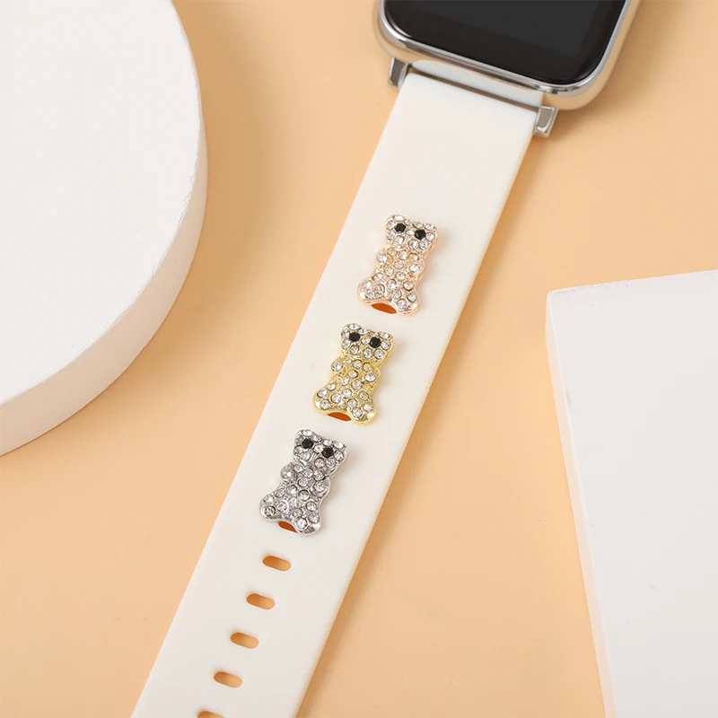 Chiodi decorativi per Apple Watch Band cuore diamante zircone Charms in metallo per Iwatch Silicone morbido braccialetto intelligente accessori regalo