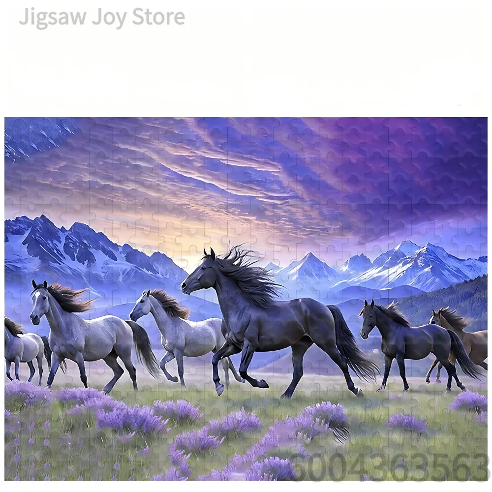 Horses,Dogs & Farm Animals Jigsaw Puzzle-500/1000/1200/2000pcs Paper Puzzle for Adults, Mountain Herd, Colorful Dog & Barn Scene