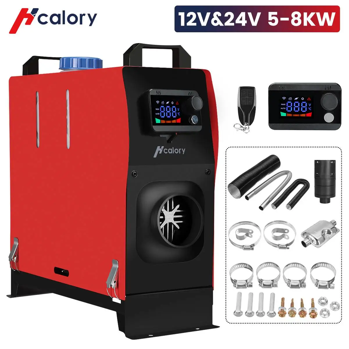 HCALcocktail-Chauffage à air diesel portable, chauffage de stationnement intégré, trou unique tout-en-un avec télécommande, 12V, 8KW