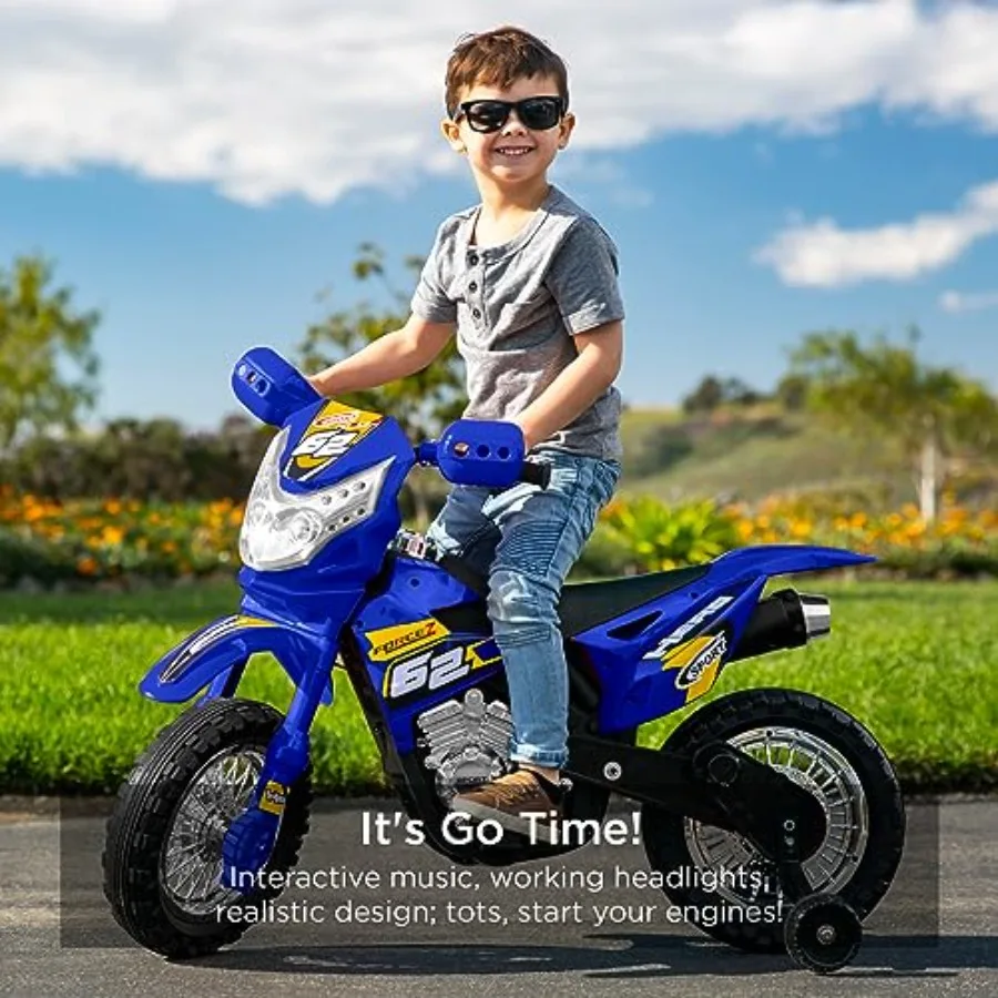 Best Choice Products 6V Ride On Motorcycle w/Treaded Tires, Working Headlights, 2mph Top Speed, Training Wheels, Realistic Soun
