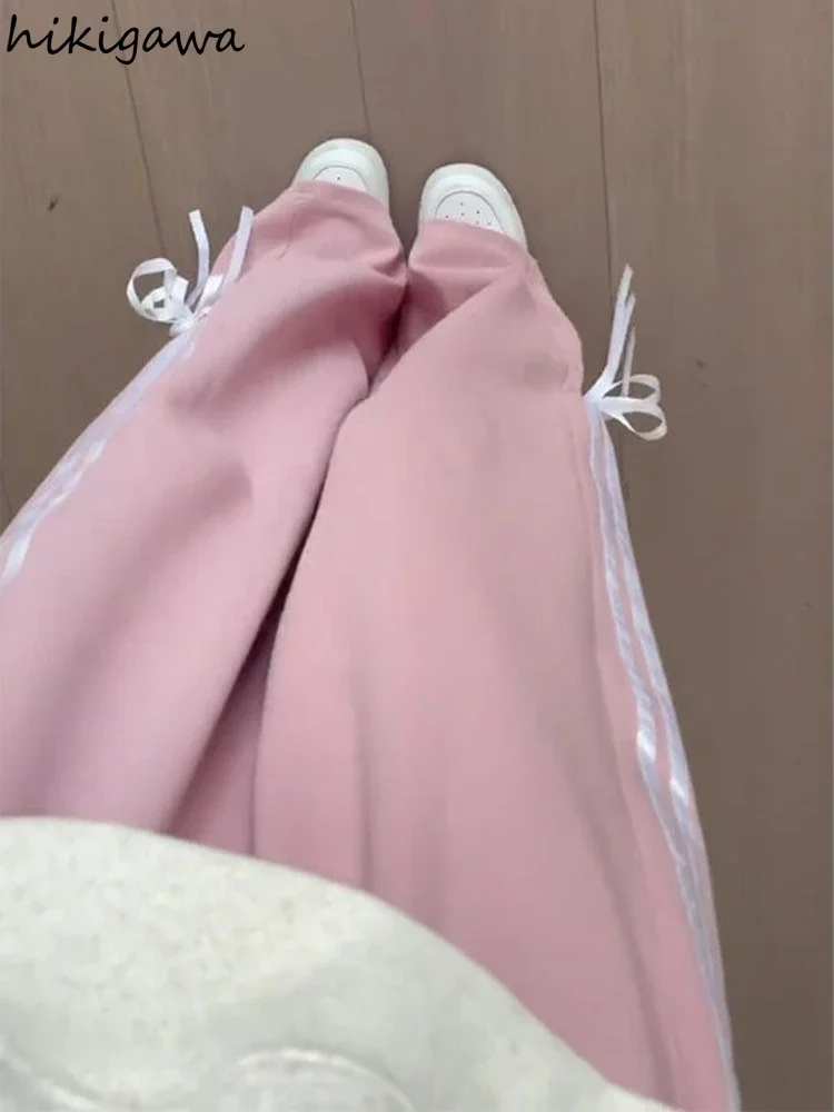 Korean Fashion Personality butterfly bandage Streetwear Leg Pants Bandage Bow High Waist Trousers Casual Y2k Pantalon Femme