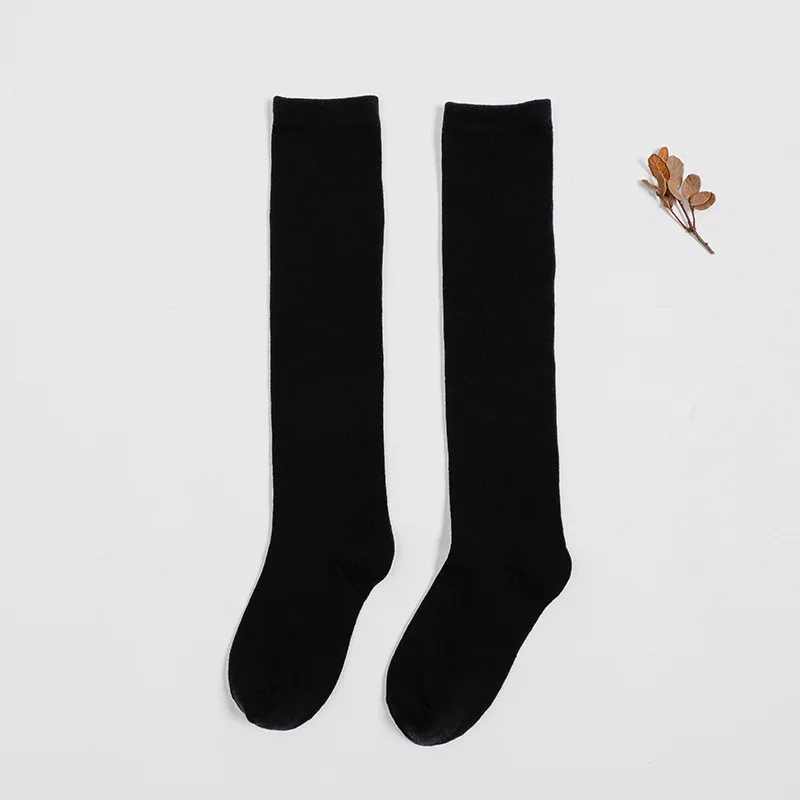 Harajuku-calcetines largos de algodón para mujer, medias gruesas y cálidas de estilo Retro e informal, para regalo, color blanco, negro, amarillo,