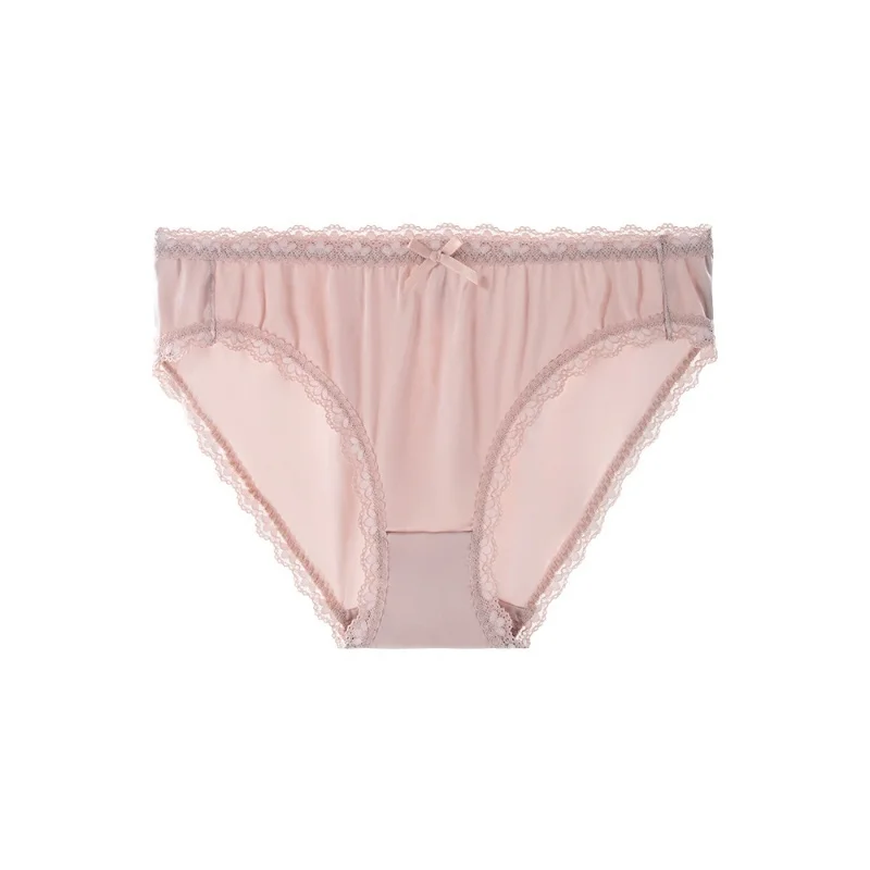 

Женские трусики из шелкового эластичного атласа 19 мм, сексуальные трусы со средней талией и кружевным бантом, 93% шелковый шелк, нижнее белье из7% спандекса