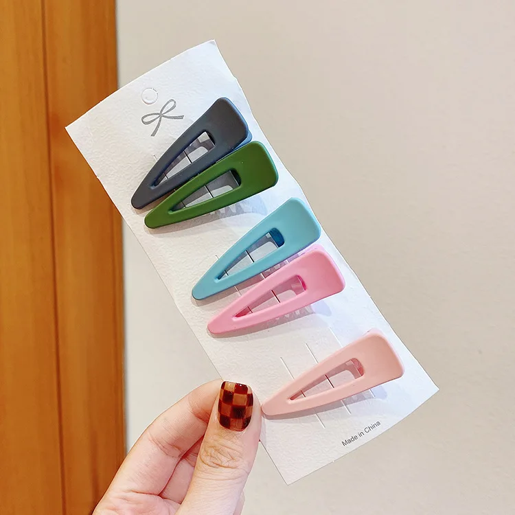 2026 Neu 5/10 Stück/Set Solide Geometrische Haarspangen Bonbonfarbene Metall-Haarklammern Schonende Haarnadeln für Kleinkinder Mädchen Frauen – Detail 6