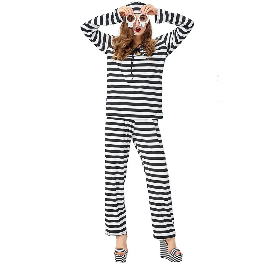 

Cosplay Prisoners Black Striped Women Game Costumes