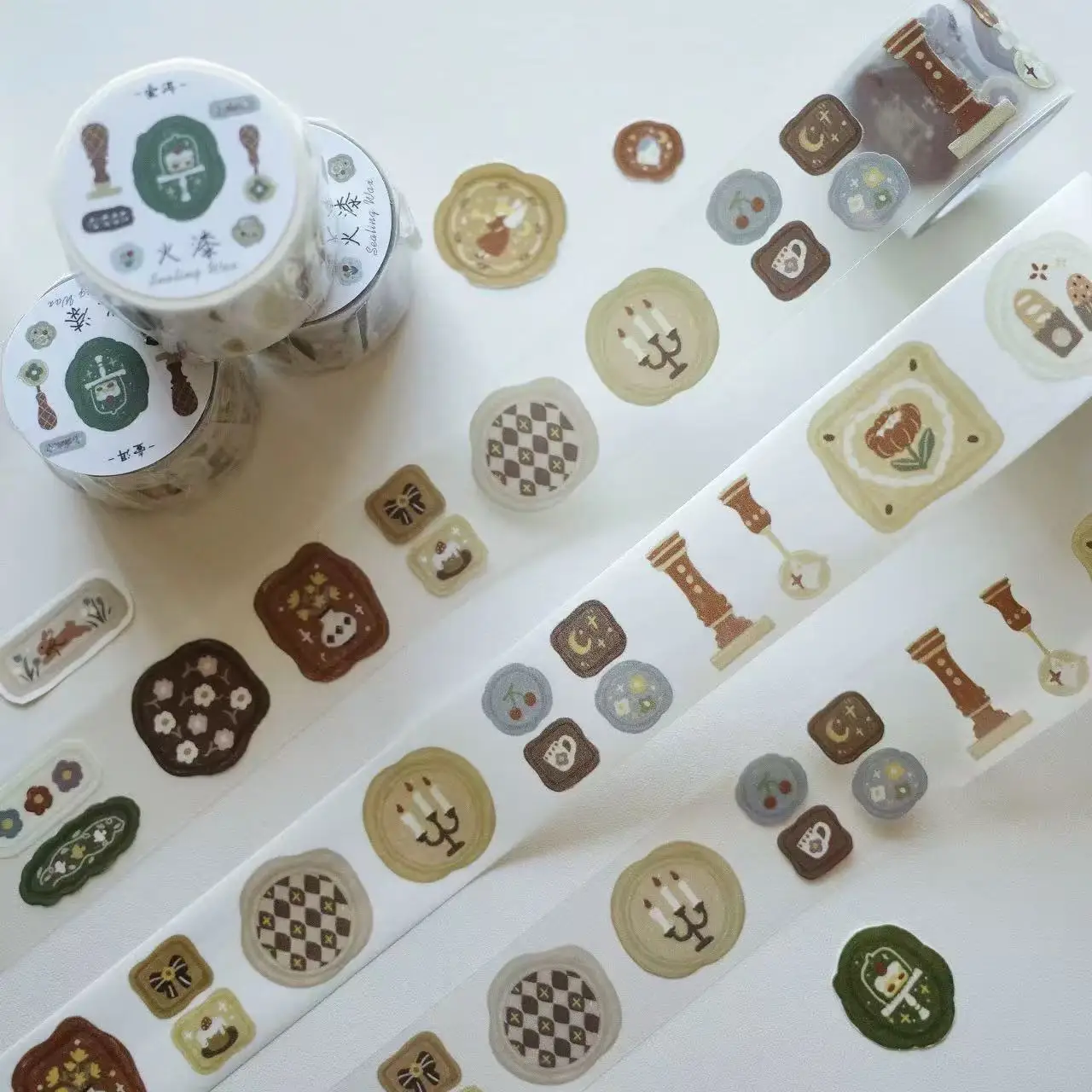 YiEr Studio Vintage Wax Seal Washi PET Tape Planner DIY Card Making Scrapbooking Plan Decorative Sticker