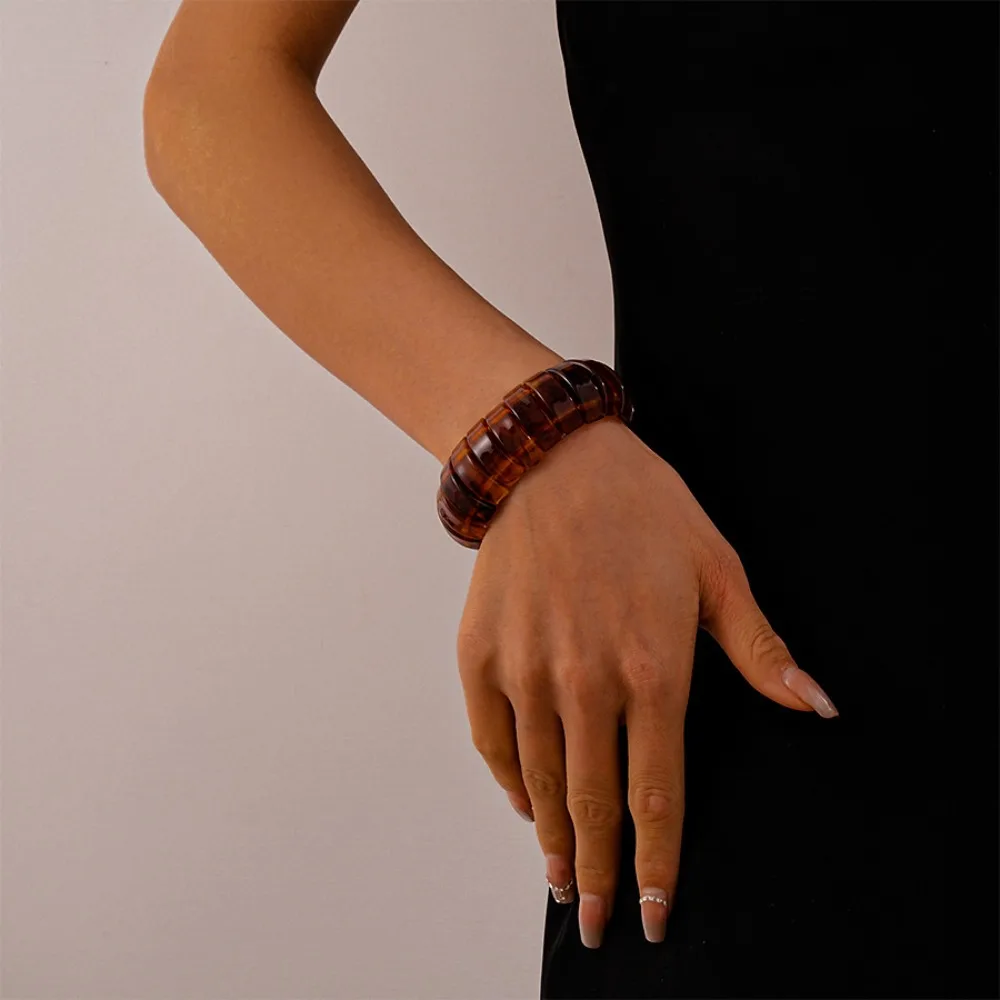 Bohemian Acrylic Bangle Smudging Wide Rectangle Irregular Wide Bracelet Europe American Style Minority Design Retro Hand Ring