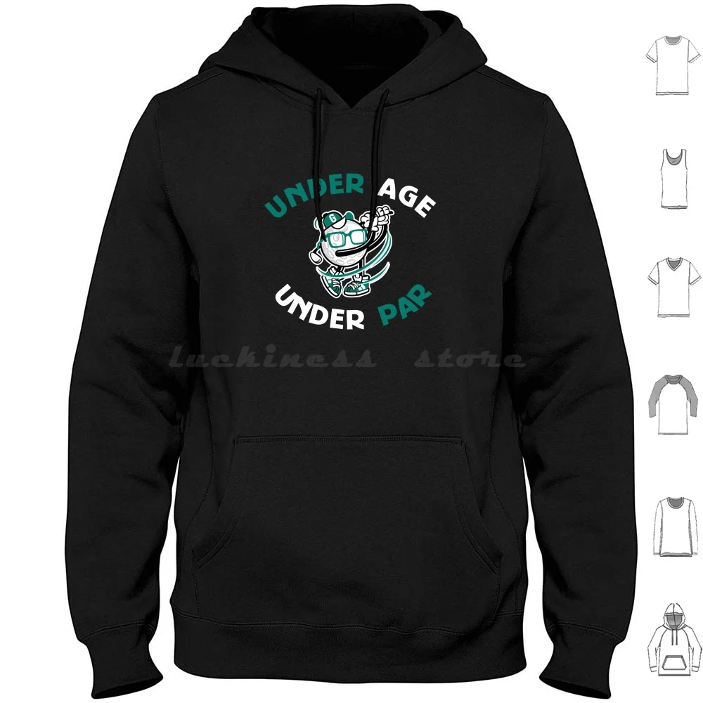 Under Age Under Par Funny Kids Golf Shirt Hoodies Long Sleeve Junior Golfer Golfing Funny Golfing Kids Golf