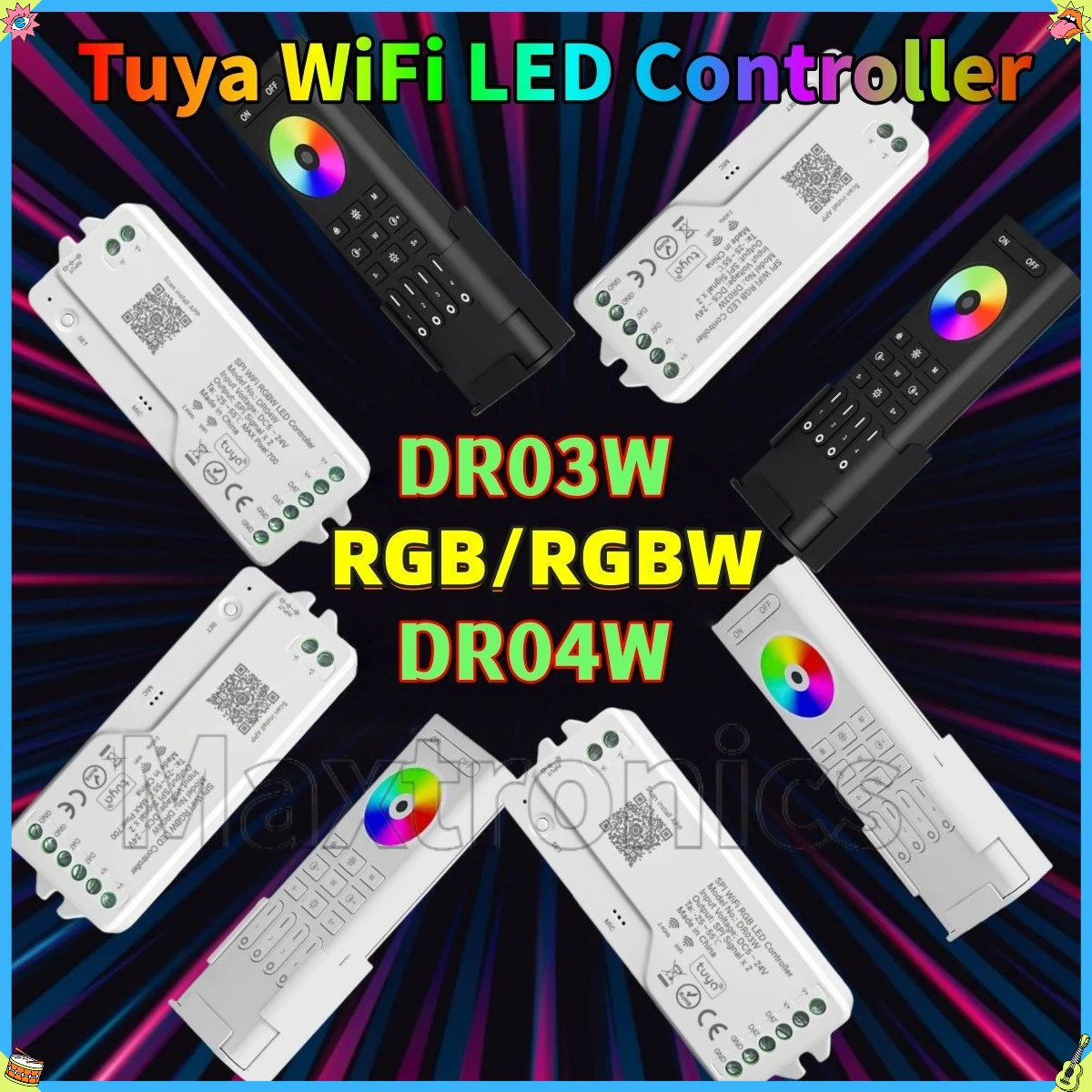 

DC5-24V Tuya WiFi WS2811 WS2812B Адресный светодиодный контроллер SPI работает с Google Home Alexa для WS2814 SPI RGBWIC RGBIC Светодиодная лента