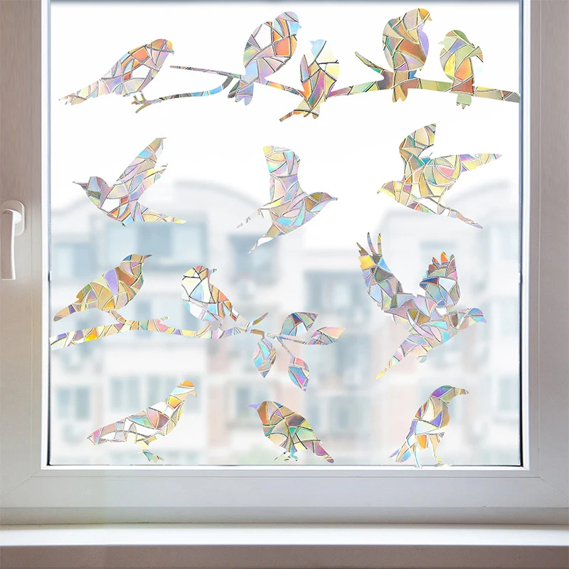 Rainbow Prism Window Stickers Sunlight Reflection Stickers Rainbow Prism Bird Window Sticker Static Clings For Anti-collision