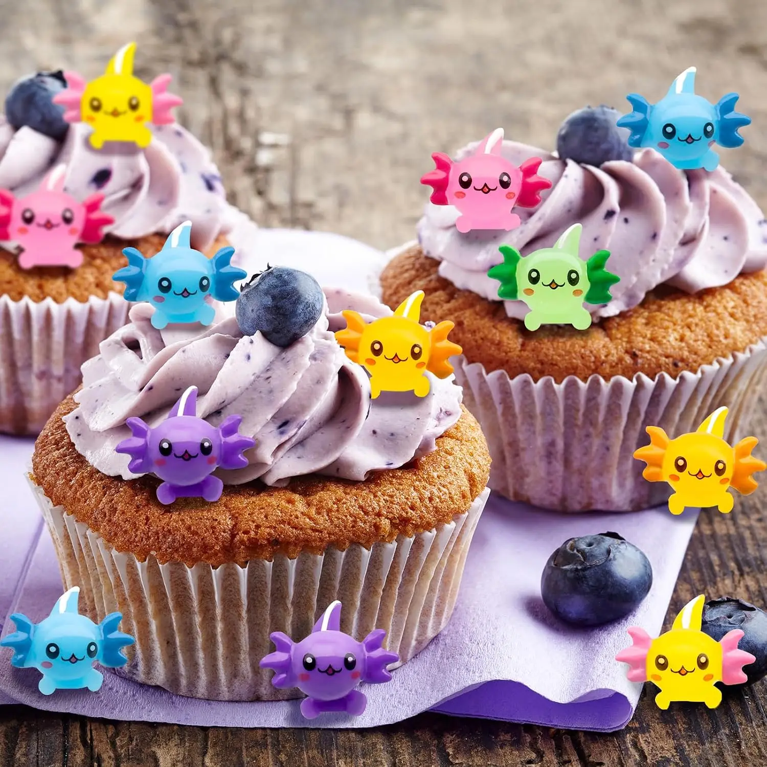 30PCS Mini Axolotl Colorful Mini Resin Axolotl Figurines Miniature Animal Figurines Ornament Charms Cute Cake Topper