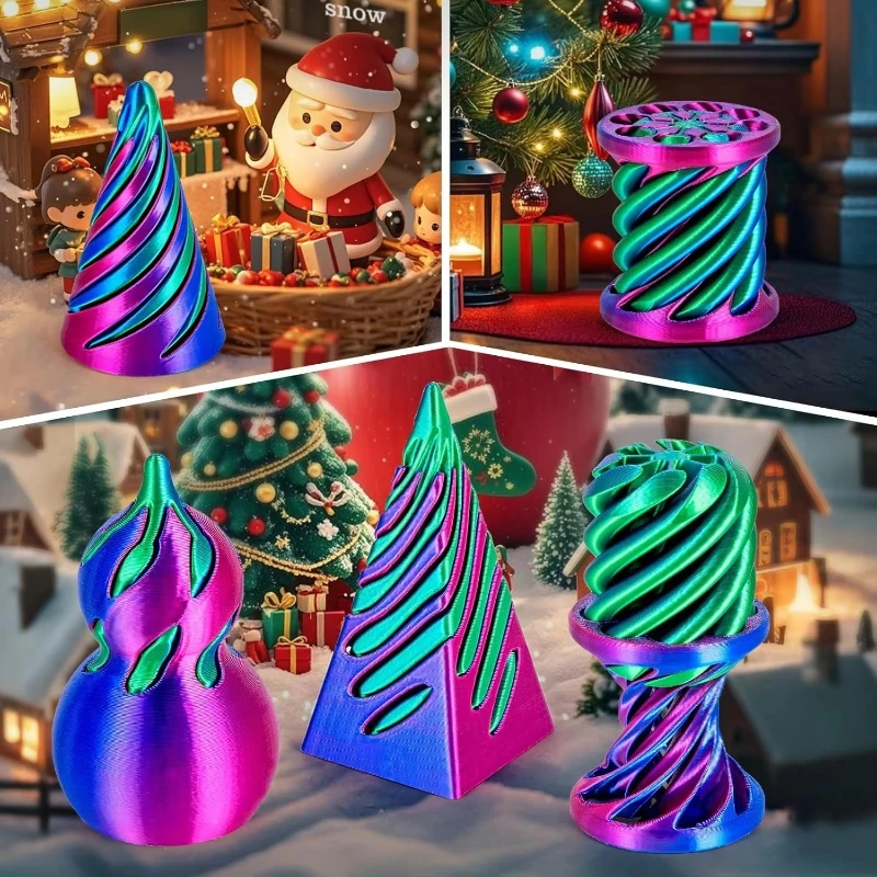 6 Pack Spiral Cone Fidget Toys 3D Printed Impossible Passthrough Pyramid Pillar Gourd Helix Screw Toys for Anxiety Relaxing