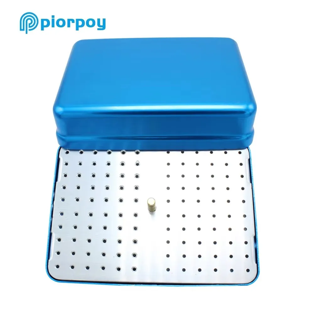PIORPOY-caja de soporte para limas Endo para desinfección Dental, caja de agujas de alta velocidad con 120 agujeros, fresas de diamante, caja esterilizadora de Autoclave