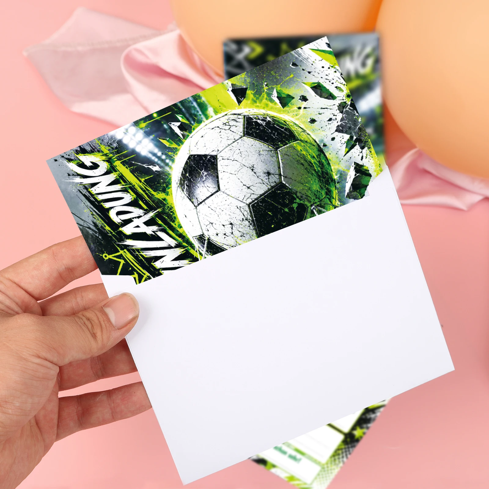 12 trendy football invitation cards with cool football designs, suitable for birthday parties, sports-themed parties and all kin view 3