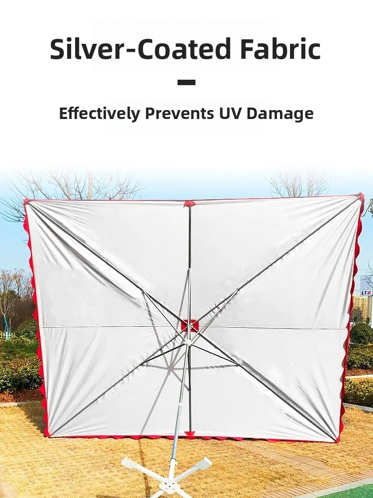 

Large Outdoor Sun Umbrella Six Bone Cloth Thiened Long Handle Four Square Sunade Waterproof Commercial Stall Selling