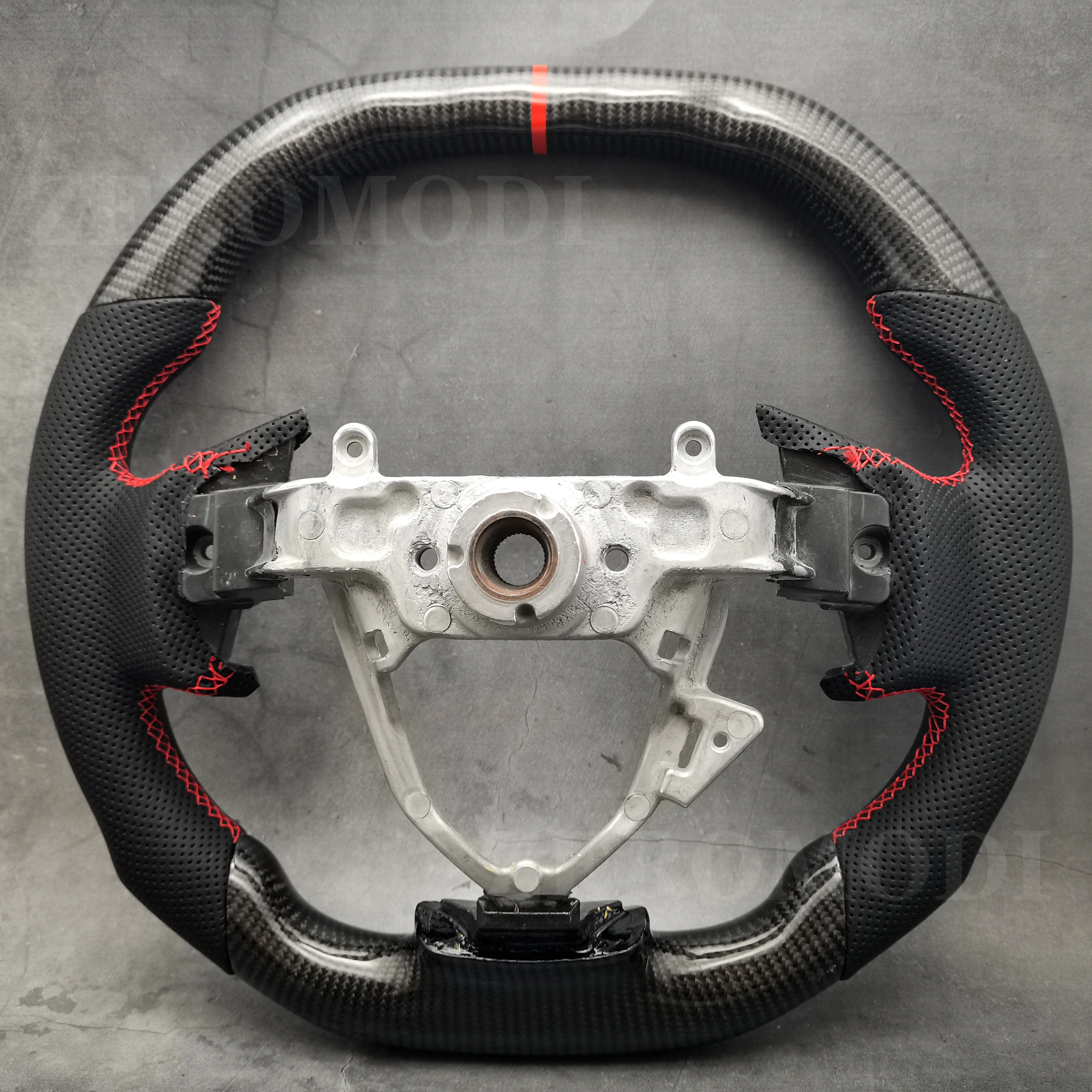 Custom Carbon Fiber Perforated Leather Steering Wheel For Mitsubishi Lancer