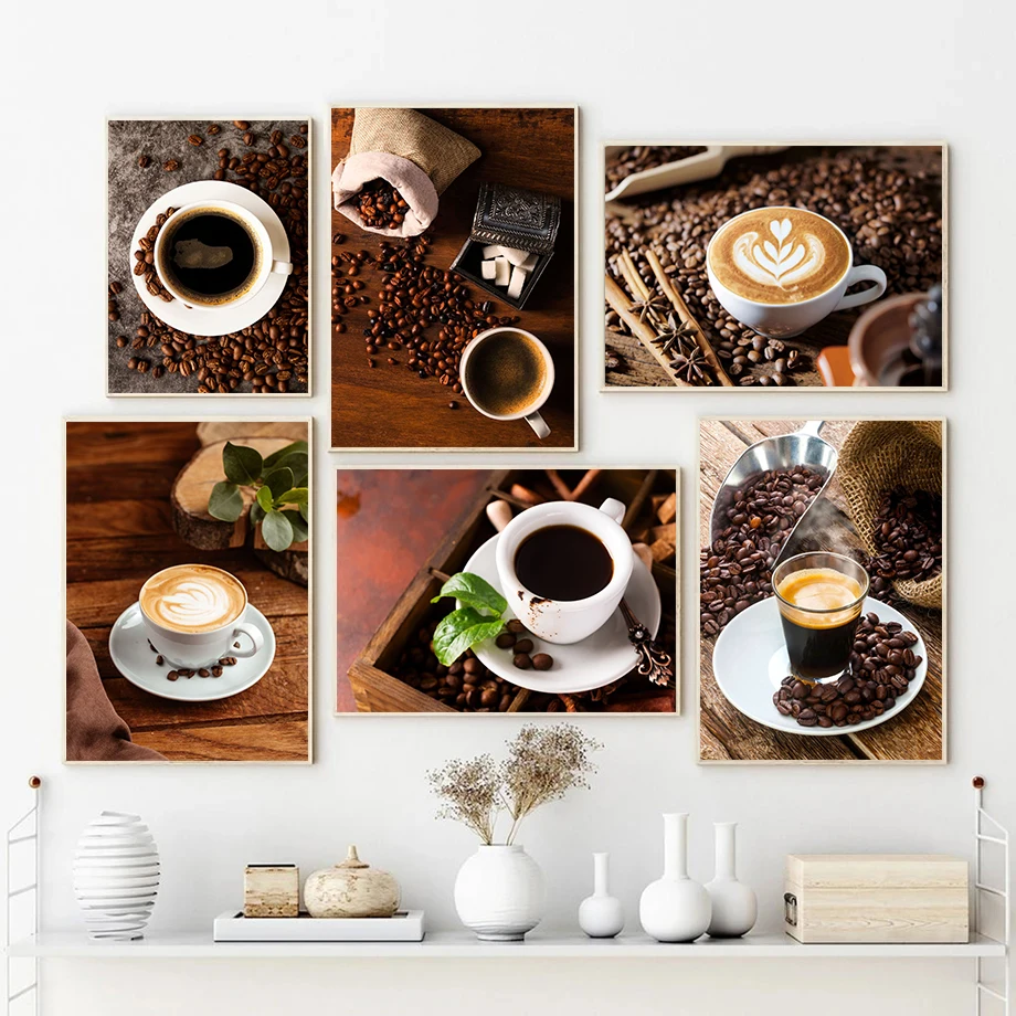 Nordic Style Afternoon Tea Artisanal Espresso Vintage Coffee Beans Poster Canvas Paintings Wall Art Pictures Home Decor