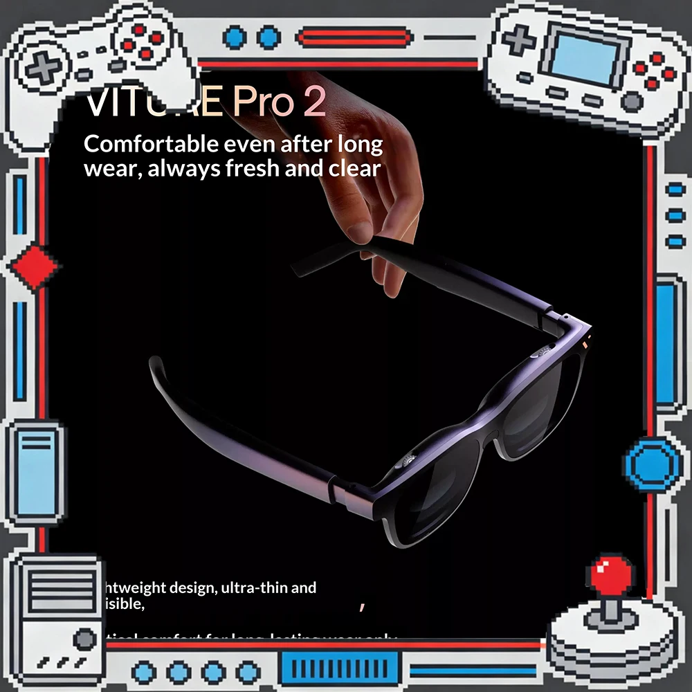 VITURE Pro 2 AR Glasses 3D 0‑500° Myopia Adjustment, SGSA+ Eye‑Care Certified Smart Glasses 63g Ultra‑Lightweight,