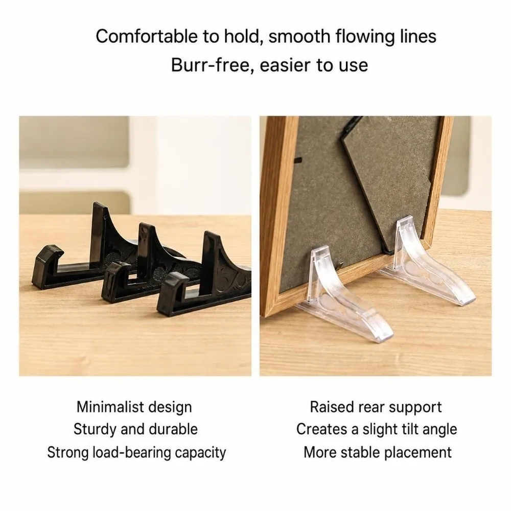 2Pcs Plastic Photo Frame Stand Clear/Black Multi-Purpose Plastic Display Stand Quicksand Painting Base