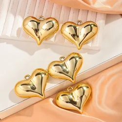 5pcs/lot Gold Color Large Love Heart Shape Acrylic Charms Pendant for DIY Jewelry Making Necklace Bracelet Earrings Accessories