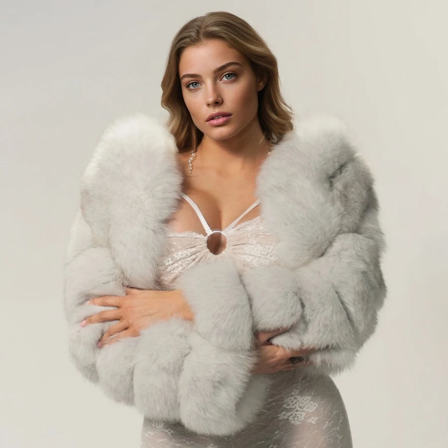 

Backless Short Coat Cropped Fox Fur Coat Furry Jacket Natural Fox Fur Outwear New Arrival Women's Winter Genuine Leather Jackets