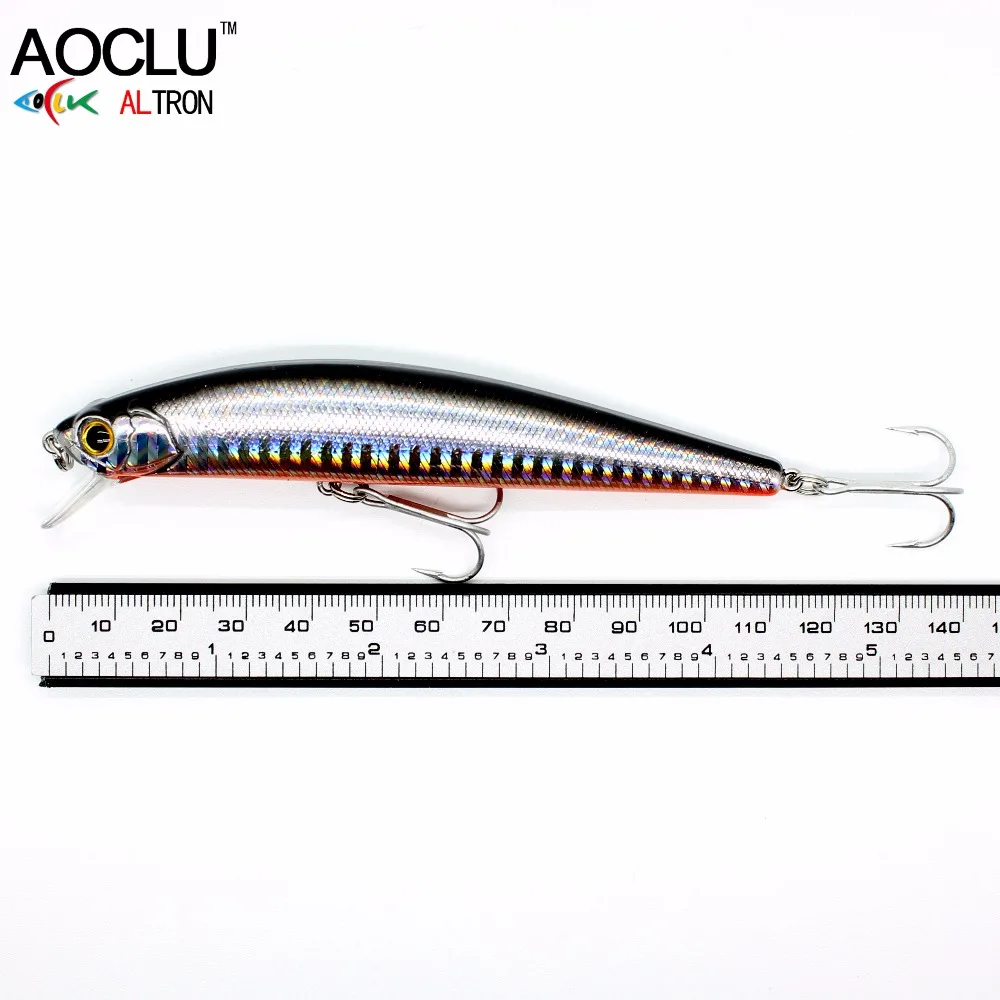 AOCLU-Hard Sinking Minnow Lure, Wobbler Lure, Fresh Salt Water, All Class Fishing with VMC Hooks, Long Casting, 110mm, 23g