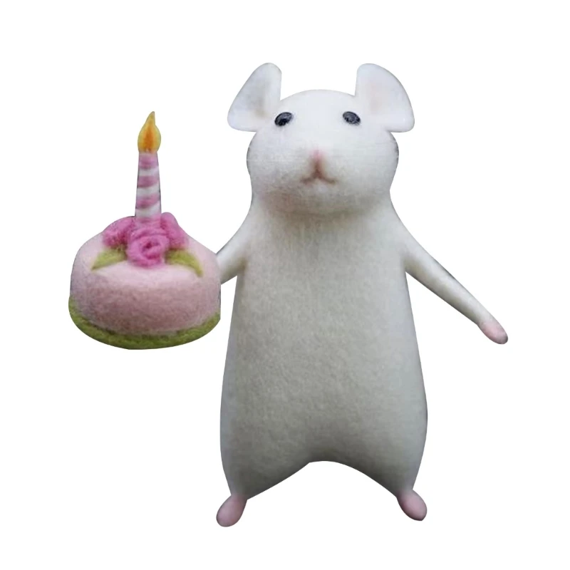 Handmade Felt Mouse Halloween Ornament with Pumpkins Needle Felting Figurine