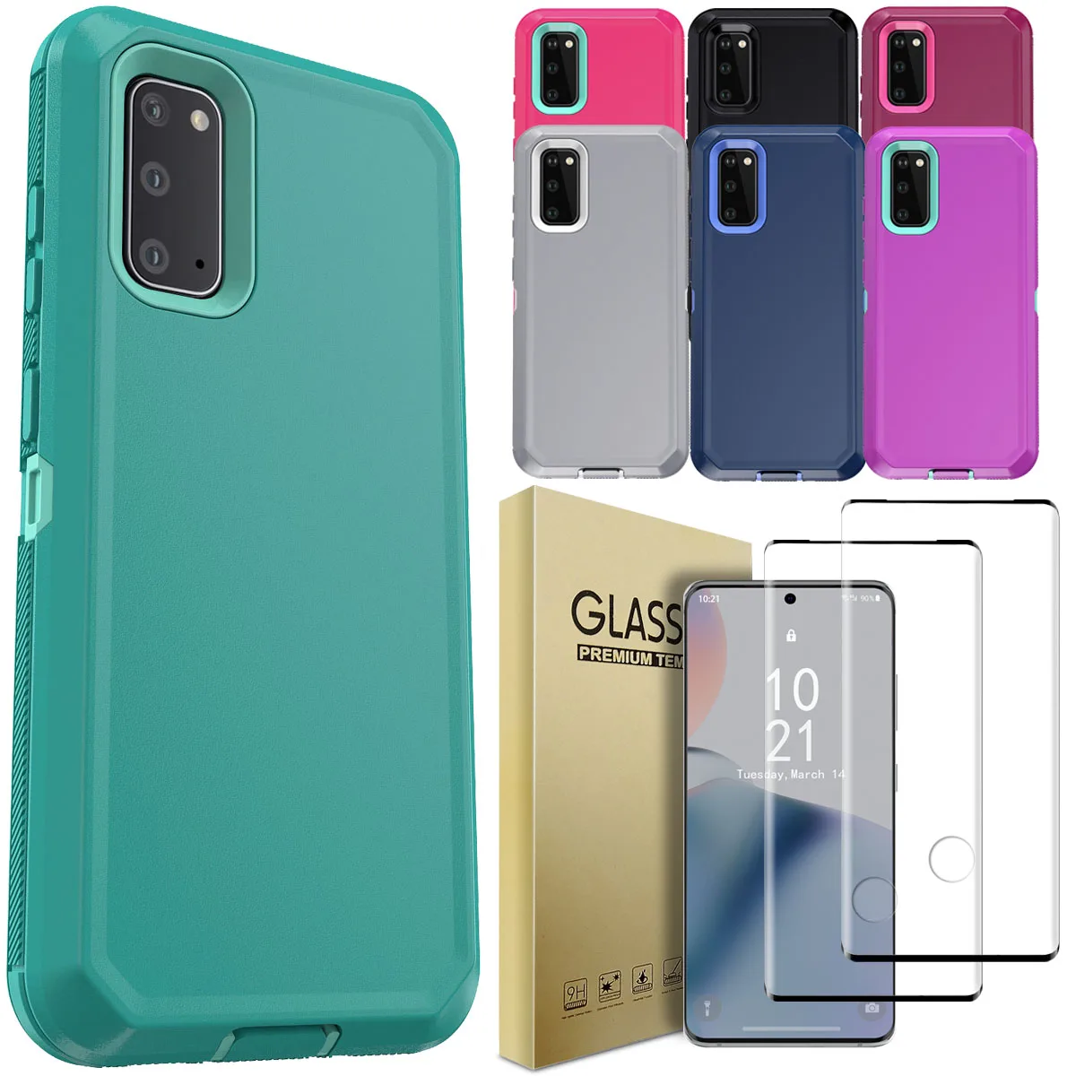 

Чехол для телефона Samsung Galaxy S20/Plus/Ultra/FE, противоударный чехол и 2 шт., защитные пленки из закаленного стекла, удобный прозрачный чехол